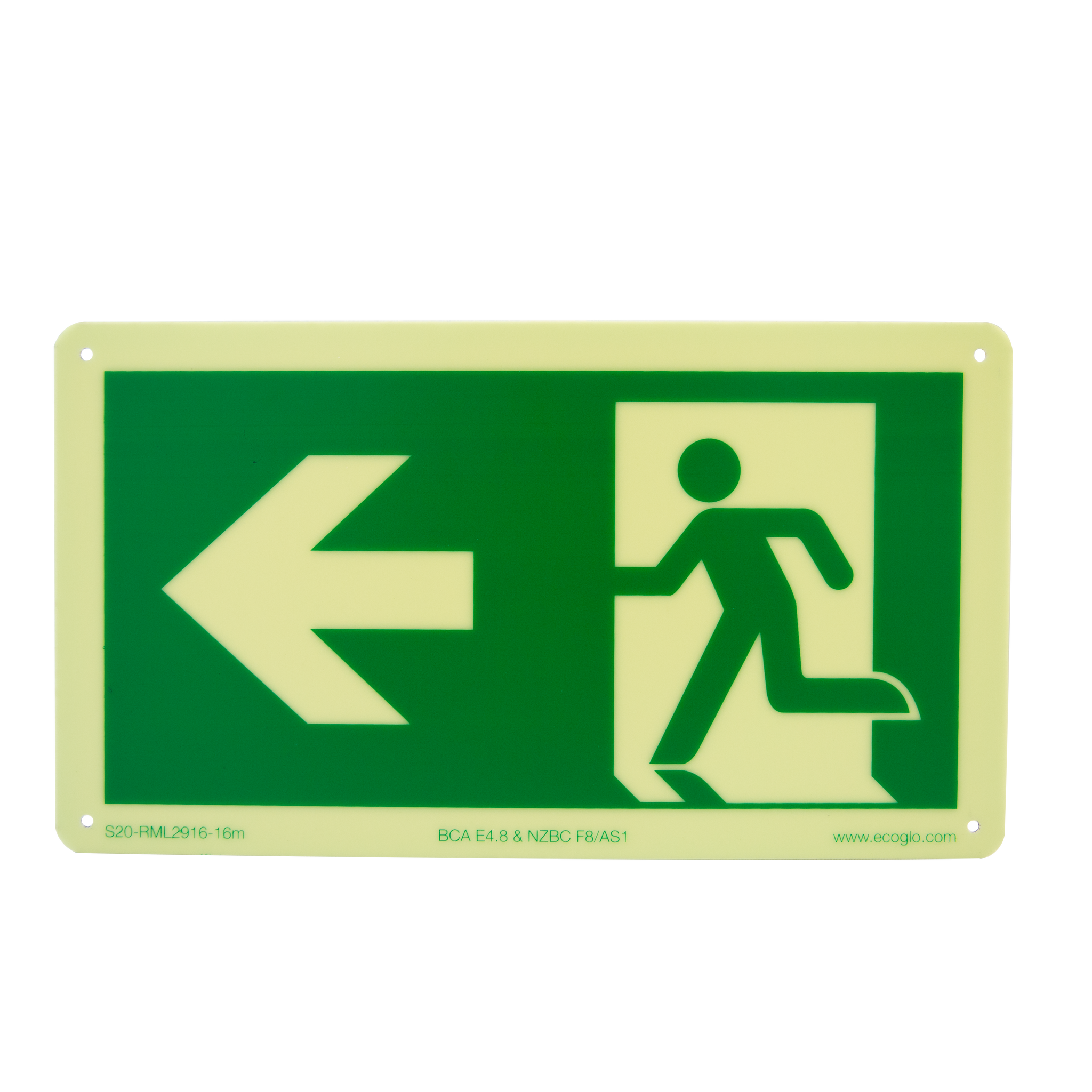 Ecoglo Exit Sign - Pictogram & Left Arrow
