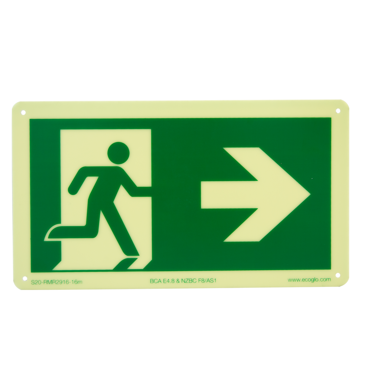 Ecoglo Exit Sign - Pictogram & Right Arrow | FFP Canterbury Ltd